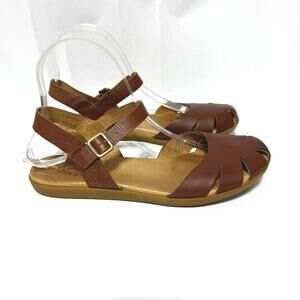 Kork-Ease Women’s Meegan Closed Toe Flat Sandals Saddle Brown Leather Size 7.5